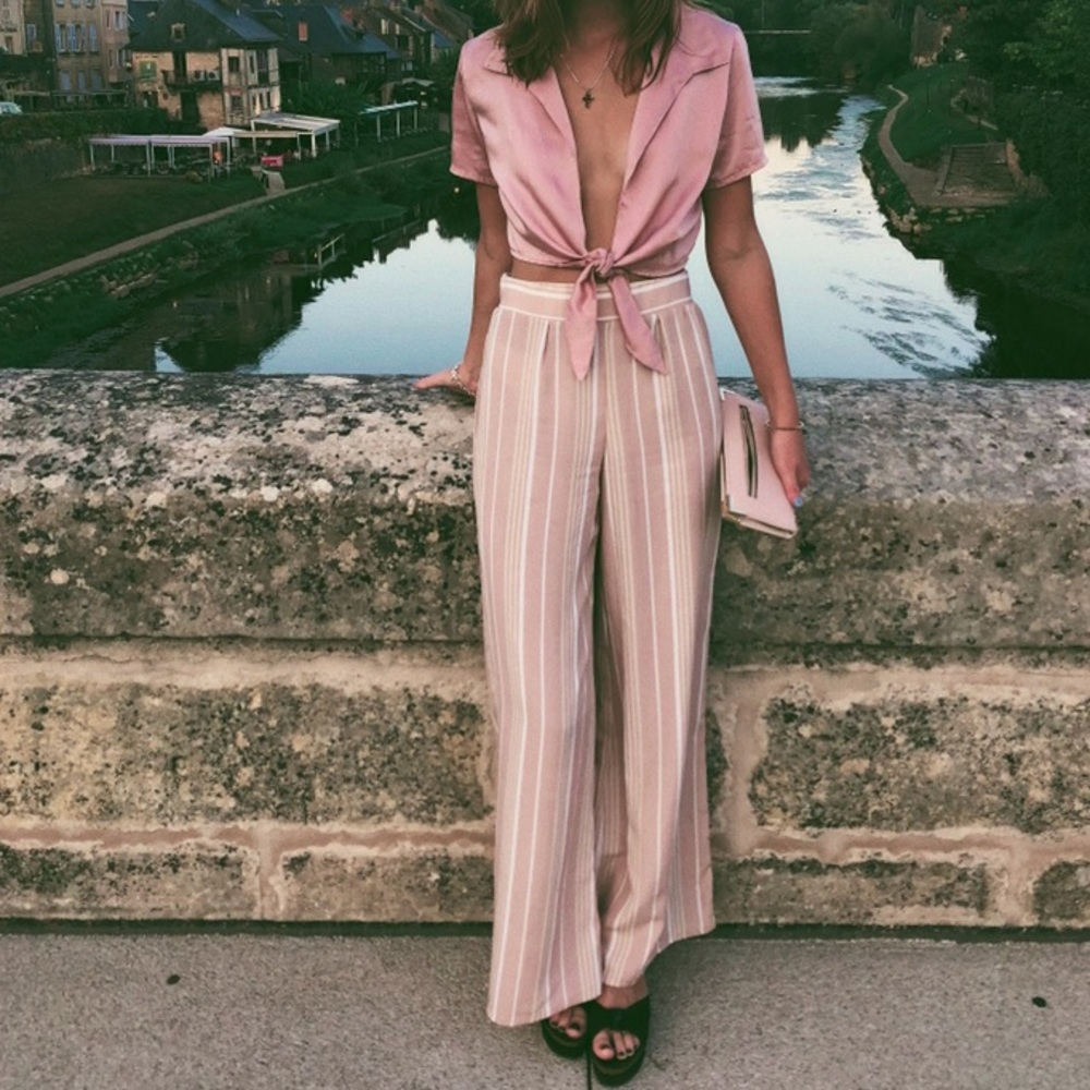 Pink Wide Leg Pants